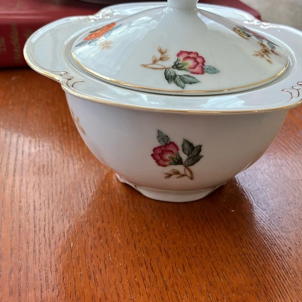 Vintage Charm Crest Mayfair Sugar Bowl with lid elegant floral pattern